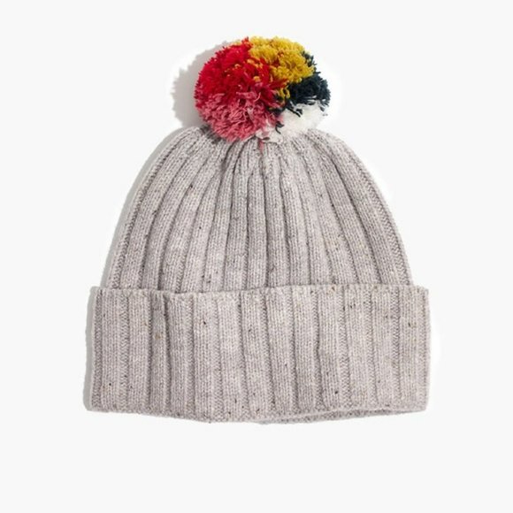 Madewell Accessories - Madewell NWT Rainbow Pom-Pom Beanie
